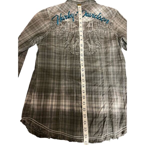 Harley Davidson Women's snap long sleeve top, size Medium Biker - Picture 9 of 10